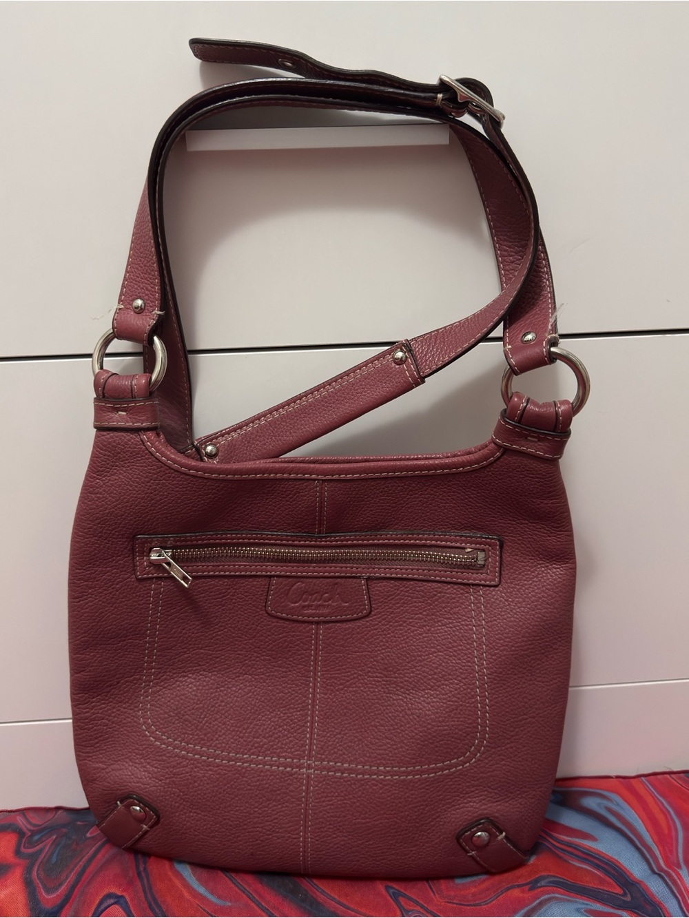 Vintage Coach Penelope Mauve Pink Pebbled Leather Crossbody Shoulder Bag